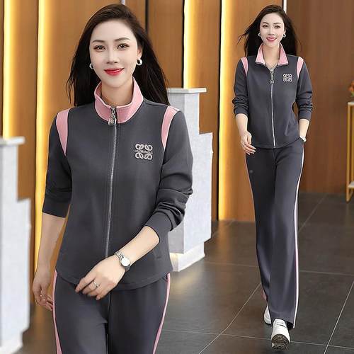 秋高减端96594284套装女春长品牌袖外套气质龄时尚阔腿裤休闲两件