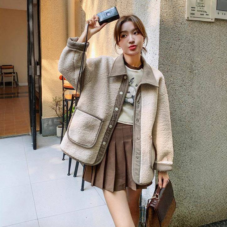 小风皮毛一套体羊羔绒外女2024衣3072-120秋冬新款韩系加厚颗粒绒