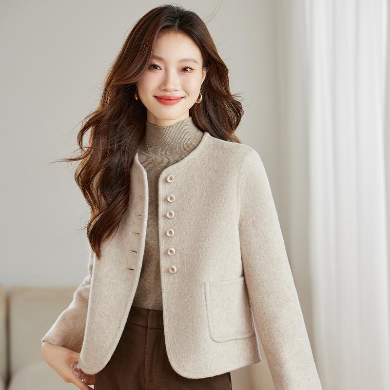 秋季新款女士款YE6281时尚毛呢外套休闲搭小个子百女短毛装羊大衣