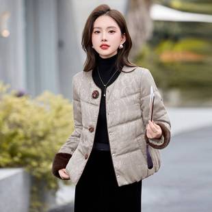 新中式羽绒服女中短款冬季年花新款复古提棉袄老妈ZJIN2580妈棉袄