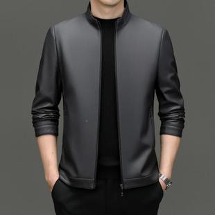 BB务机休闲皮夹 皮衣外套中立男士 宽松领车服秋年冬季 新款 商8117
