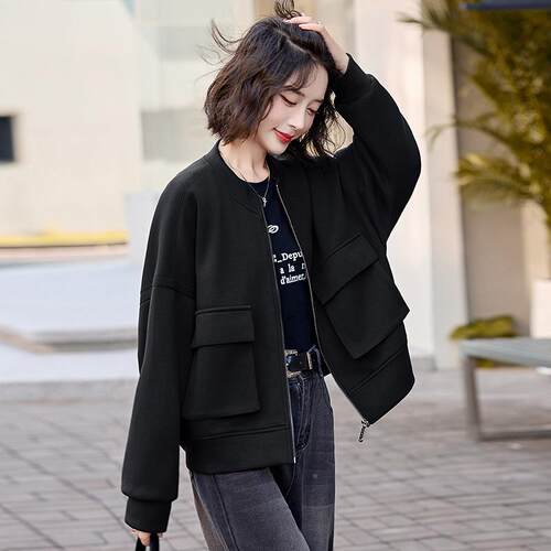 现货春新秋ME6090品女落士设计感立领短装款工感休闲肩袖外套