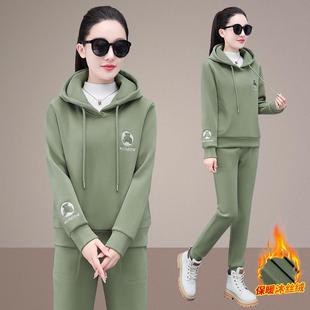 加绒卫衣套装KSN休女秋冬季新宽松码加厚闲洋气大款两件套