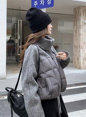 白色米计设感时双b210-69面呢拼接羽绒服女冬季新款尚小众白鸭绒