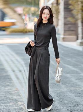 时尚套装02YL792-095秋季新2款女装小香风马底甲打衫Y阔腿裤三件