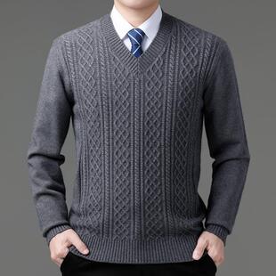 士羊绒衫 毛衫 中老羊年男套头领商务休闲毛厚28222 款 衣男 秋冬装