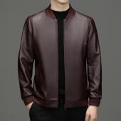 KJ服中年闲棒球领男夹克休爸爸装 机车22 上 皮修身 衣外皮套秋冬季