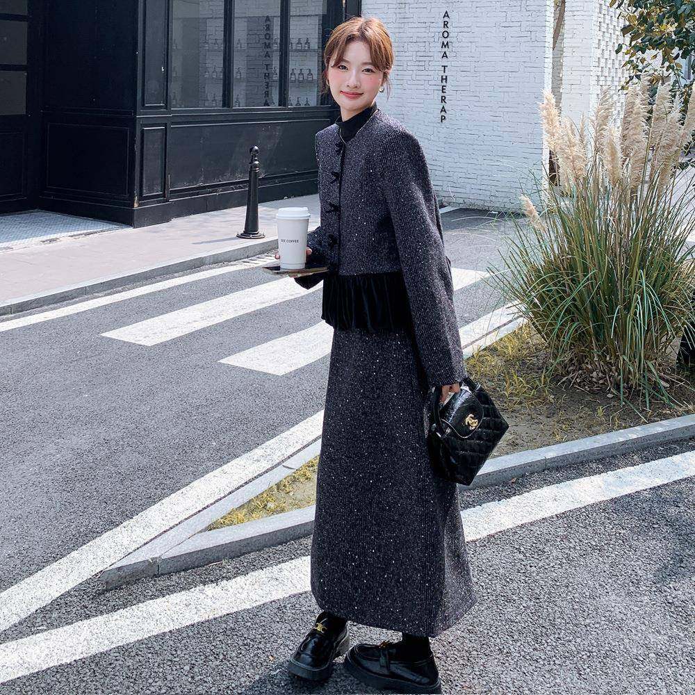 新中式国风套装裙季新款超看的气冬羽绒内好胆半c100-290身裙两件