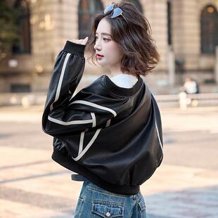 秋季新款皮女款立领尚百时搭色潮EJL流撞女式皮短衣外套