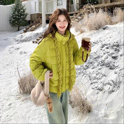 D076-255韩白版鸭绒排骨保新羽绒服女款连帽加厚暖面包服外套