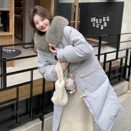 羽年绒服女中长款新款松冬b005-609季时尚洋气宽厚高级加感白鸭绒