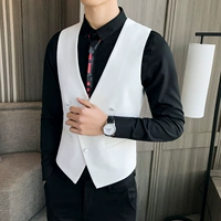 Suit vest nam xu hướng đa năng mùa xuân và mùa thu mỏng phần giản dị đẹp trai Slim V-cổ vest vest nam - Dệt kim Vest áo len nam cổ lọ hàn quốc