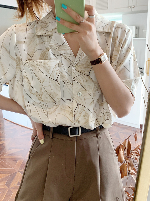 Real Price vintage Hong Kong style shirt design niche V-neck top