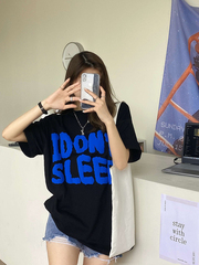 American street loose foam letter printed short sleeve T-shirt