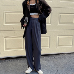 Real shot real price Korean high waist straight tube wide leg suit pants casual pants