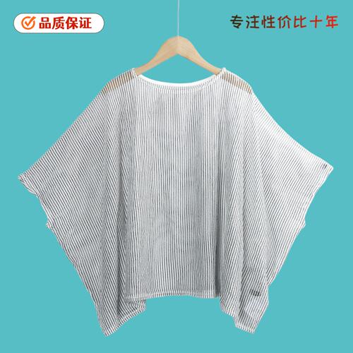 6562蝙蝠罩衫 夏季圆领大码时尚纯色宽松镂空百搭网纱小衫女外贸