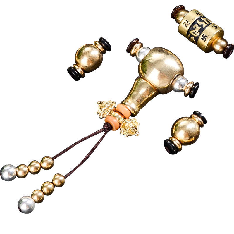 黄铜光面藏式佛头三通配饰套餐椰蒂小叶紫檀百香籽星月菩提套装