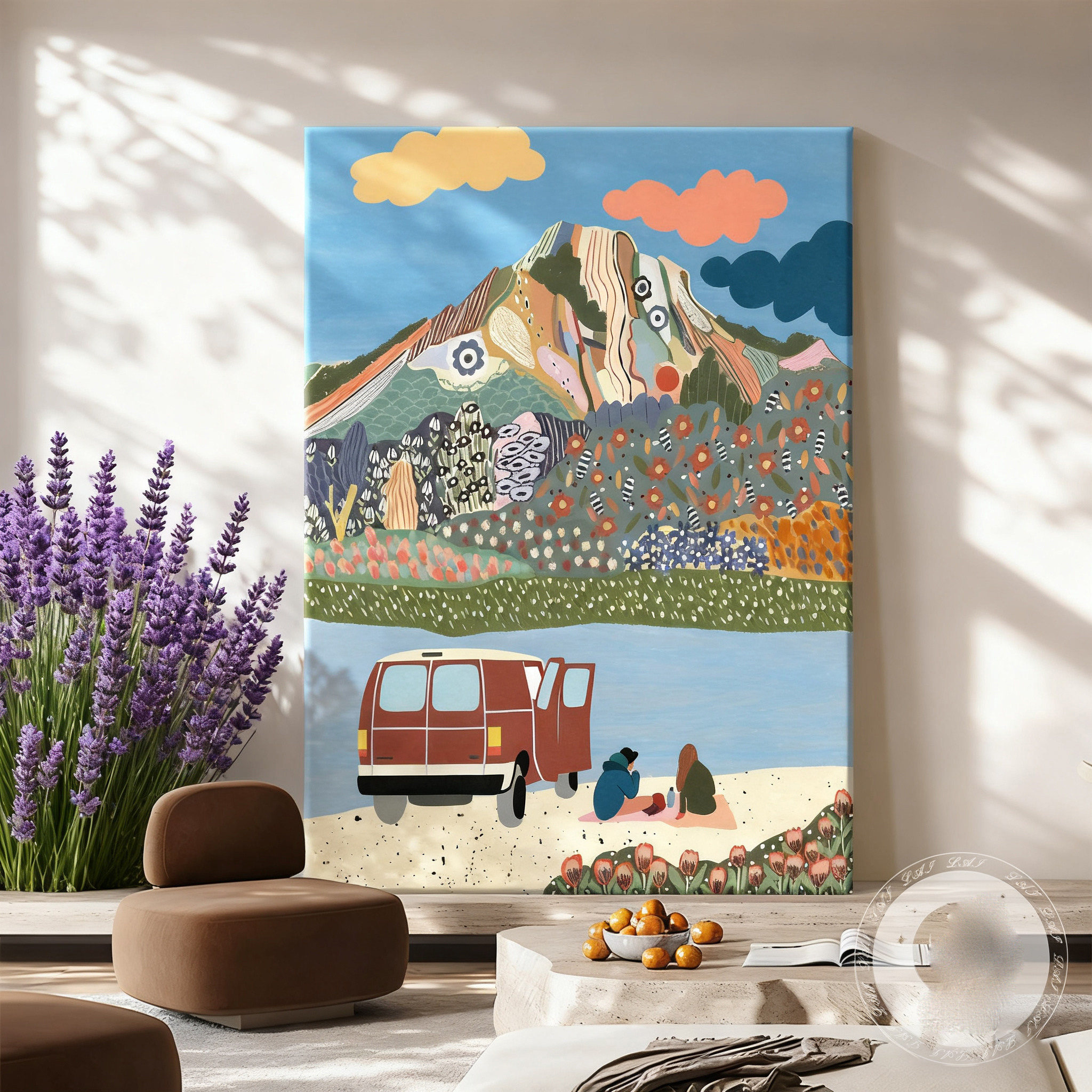 多巴胺客厅装饰画创意抽象治愈沙发背景墙挂画小众艺术包豪斯壁画
