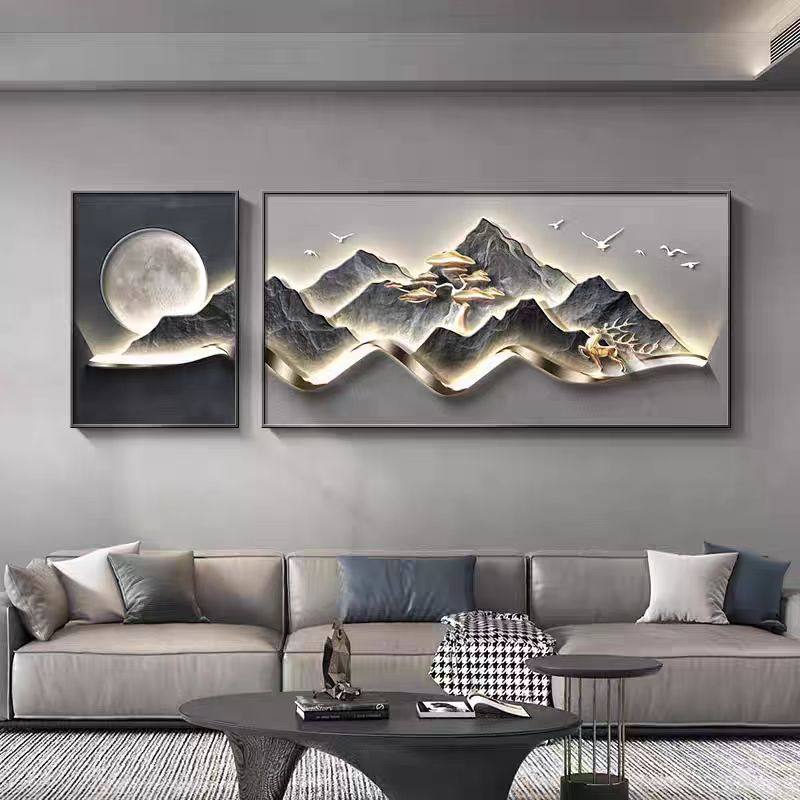 2025新款背有靠山客厅装饰画高档抽象沙发背景墙挂画大气组合壁画,家居饰品,现代装饰画,淘宝优惠券,粉丝福利购,淘宝优惠卷