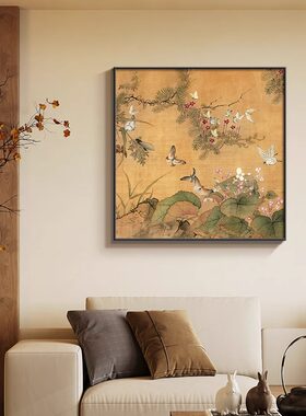 复古花鸟客厅装饰画法式中古风餐厅组合挂画卧室床头主卧房间壁画