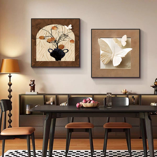 高级感餐厅装饰画中古风法式复古餐桌组合新款壁画饭厅背景墙挂画