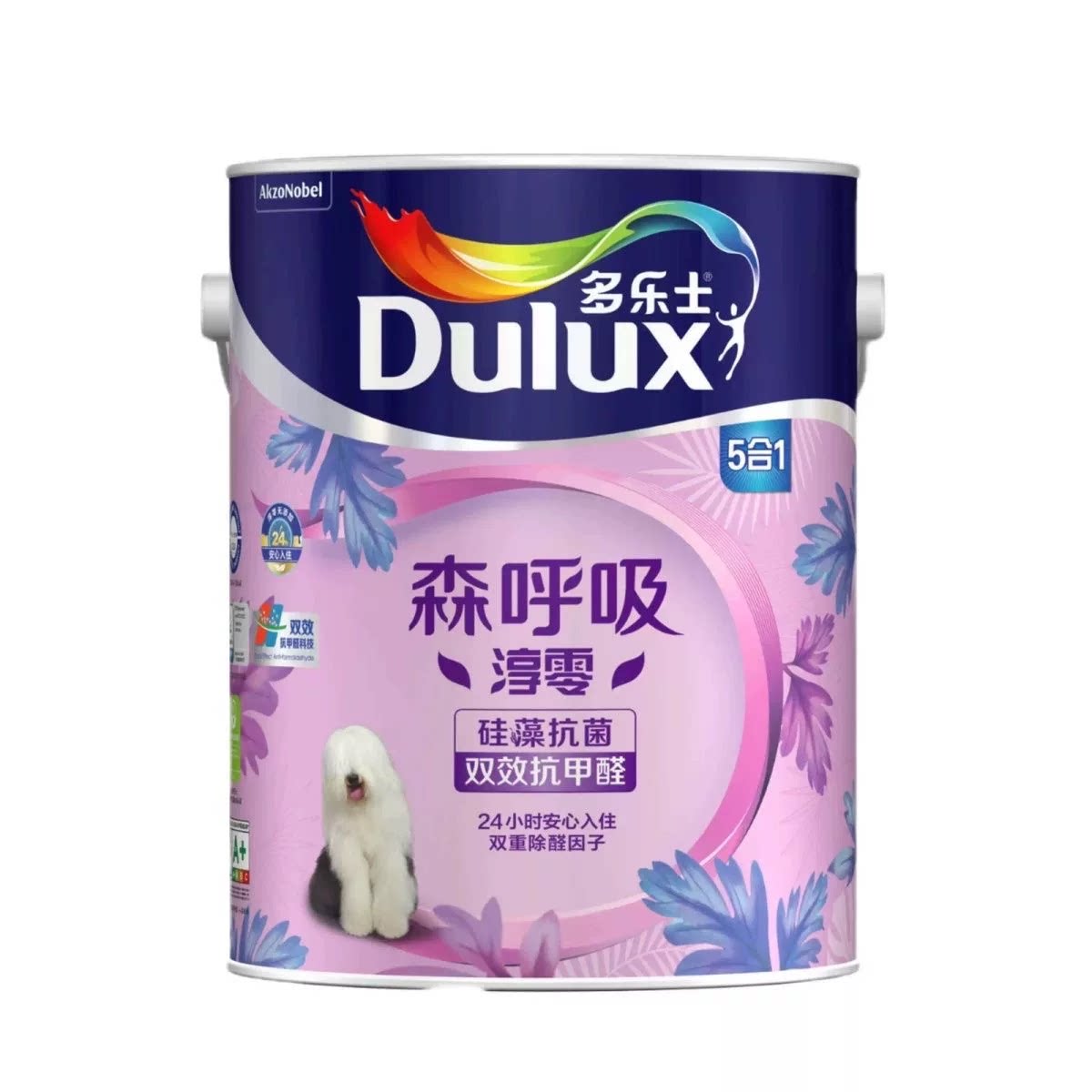 多乐士乳胶漆森呼吸淳零硅藻抗菌五合一内墙面漆涂料油漆批发5L