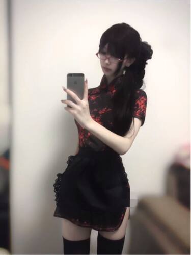 清纯软妹Lolita女仆围裙简约cos服爆款国风旗袍连衣短裙两件套装
