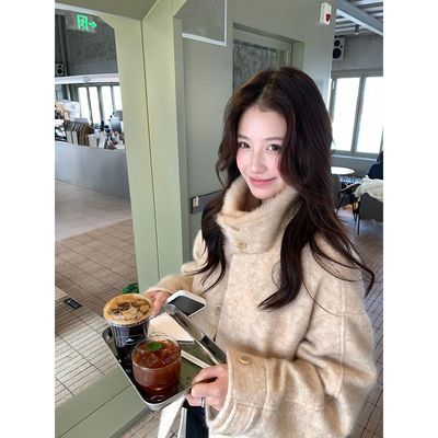 柔光谧境韩系高级感立领呢子大衣新款小众收腰显瘦气质毛呢外套冬