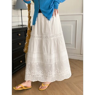 重工镂空花边松紧腰A字半身裙ZY3995 浪漫假日 3th Morning