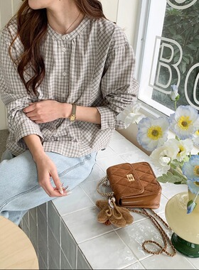 3th Morning 早春新款 小众复古文艺格子撞色衬衫全棉ZY3921