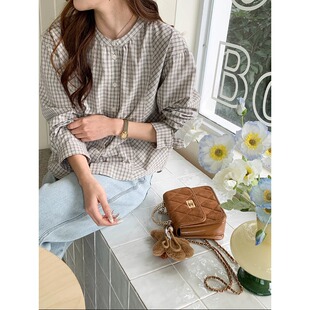 小众复古文艺格子撞色衬衫 早春新款 全棉ZY3921 Morning 3th