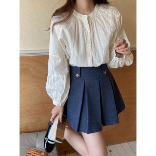 Morning 早秋新款 南法秋日 衬衫 ZY1506 设计感蕾丝灯笼袖 3th