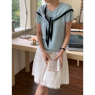 针织衫 3th 韩系披肩圆领显瘦短袖 圣马丁周末 ZY4018 Morning