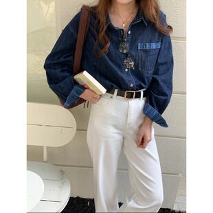 时髦点睛撞色明线牛仔衬衫 早春新款 外套ZY3919 Morning 3th