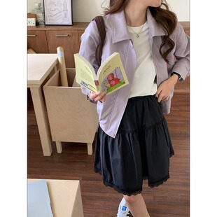 纸皱肌理感小廓形夹克皮衣外套ZY4002 韩女出街 3th Morning