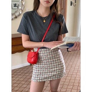 简约刺绣正肩短袖 3th 韩版 治愈系糖果色 T恤ZY4006 Morning