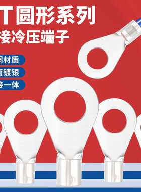 OT冷压端子电线纯铜线鼻子0.5-16平方圆形接头铜鼻子O型接线端子