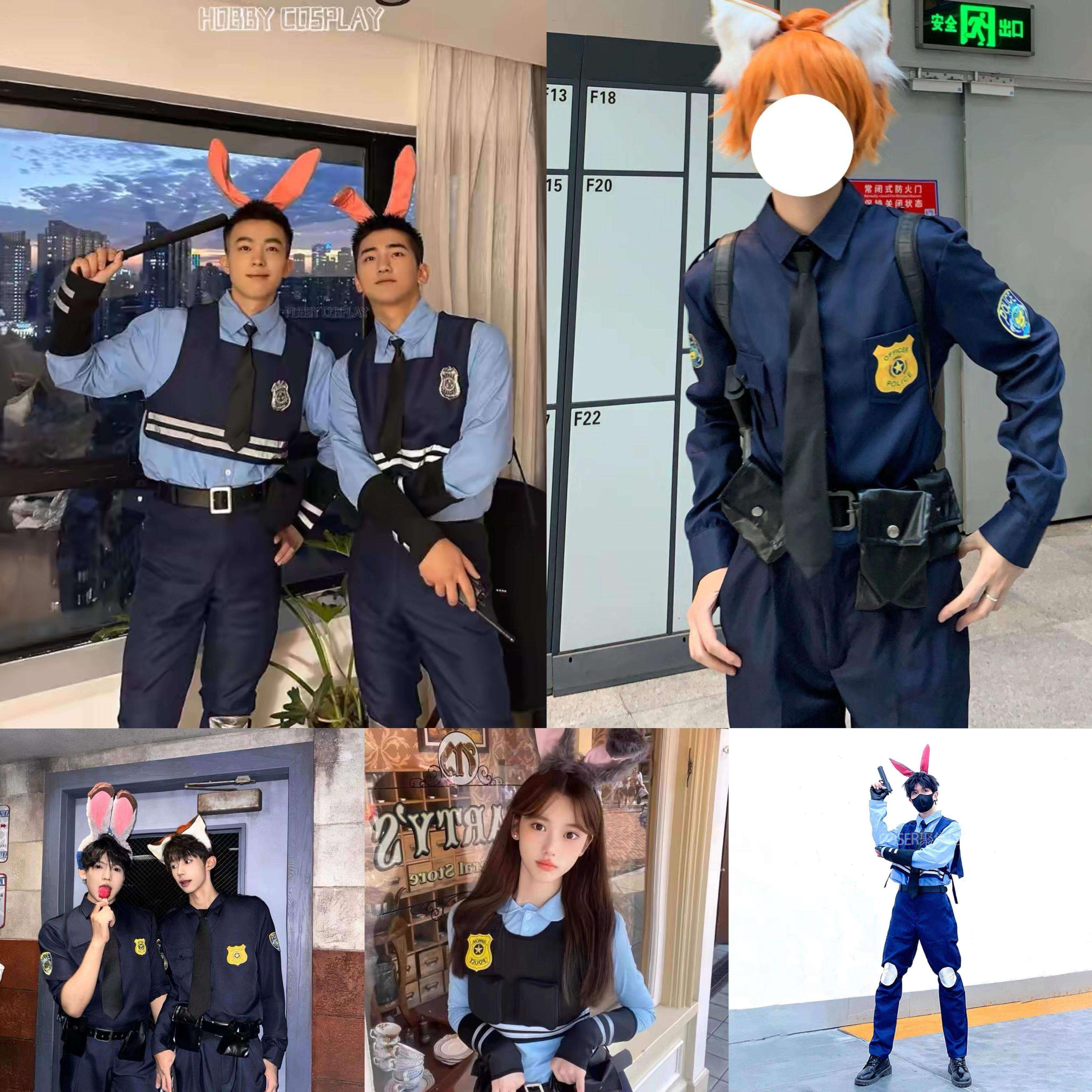 出租 上海迪士尼疯狂动物城朱迪尼克情侣cos服装租赁朱迪警官衣服