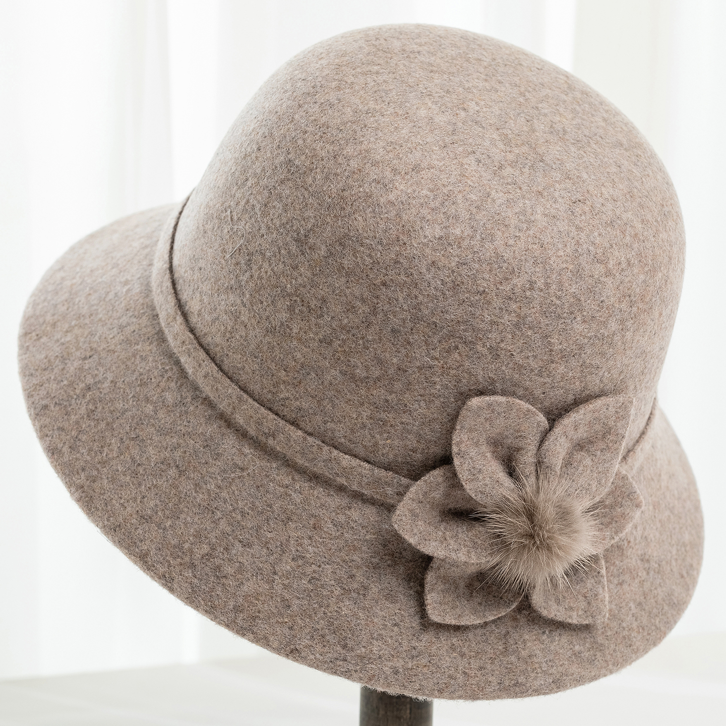 秋冬季新款女士羊毛呢盆帽