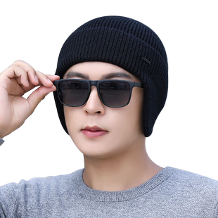 帽子男士冬季保暖护耳帽冬天加厚针织毛线帽户外骑车帽不加绒套头