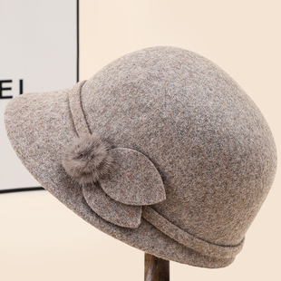 中老年人帽子女秋冬天妈妈羊毛呢盆帽加厚保暖老人奶奶老太太礼帽