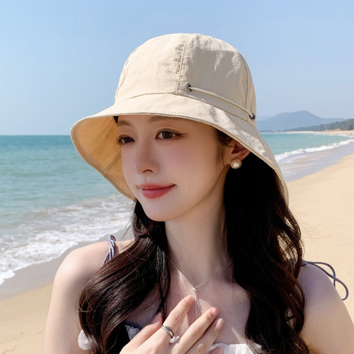 防晒帽子女款新款夏季户外遮阳帽登山护颈渔夫帽太阳帽0810r