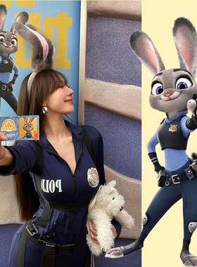 辣妹！兔子警官cos服朱迪女警性感衣服万圣节变装连体衣纯欲制服