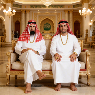 「阿拉伯土豪装」年会cos搞笑服装中东土豪服装迪拜沙特衣服饰袍