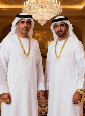 【迪拜土豪服装】年会*阿拉伯中东红色头巾长袍聚会沙特生日衣饰