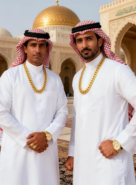 土豪生日会！迪拜首富衣服装成人搞笑聚会白袍阿拉伯中东年会cos