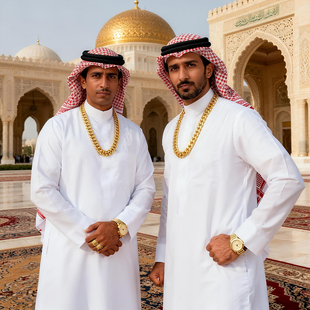 土豪生日会!迪拜首富衣服装成人搞笑聚会白袍阿拉伯中东年会cos