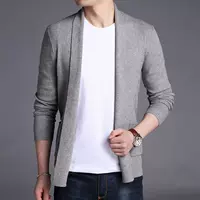 Cao cấp len cardigan áo khoác nam Hàn Quốc phiên bản của mùa thu áo len dài tay màu Slim triều ngắn đàn ông giản dị của - Cardigan áo len cao cổ nam