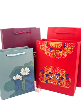 珠宝首饰送人礼品袋纸质手提袋中国风龙年红色首饰盒文玩盒收纳袋