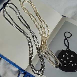 宝扣串珠高级感毛衣链 珍珠项链元 耳边铛426赵露思同款 轻奢超长款